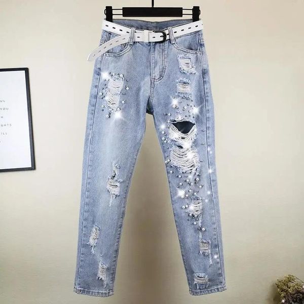 capris high waisted beading holes pencil jeans pants ladies casual washed scratched long denim pant women trousers plus size streetwear, Black;white
capris high waisted beading holes pencil jeans pants ladies casual washed scratched long denim pant women trousers plus size streetwear, Black;white