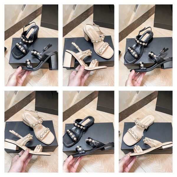 chan c classic women high heels dress shoes ladies pearl slippers designer sandals soft cowhide 100% leather thick heel chain woman sandal m, Black
chan c classic women high heels dress shoes ladies pearl slippers designer sandals soft cowhide 100% leather thick heel chain woman sandal m, Black