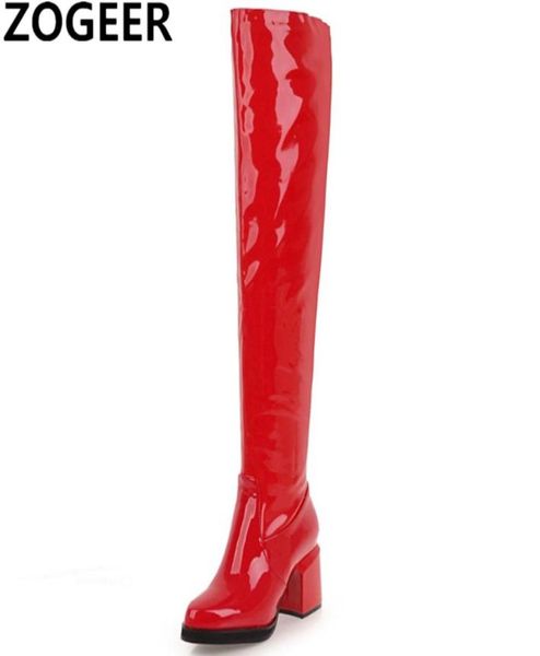 fashion over the knee boots women block high heel thigh high boots patent leather party fetish shoes woman red black gold t201038958
fashion over the knee boots women block high heel thigh high boots patent leather party fetish shoes woman red black gold t201038958