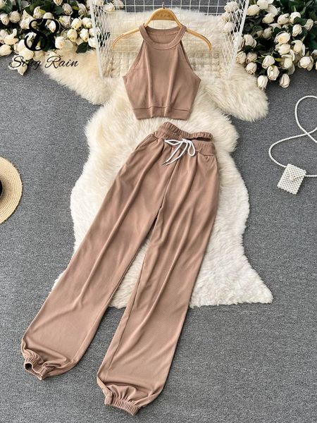 pants singreiny knit solid korean women set summer elastic drawstring o neck temperament elegant ladies sport fashion two piece sets, White
pants singreiny knit solid korean women set summer elastic drawstring o neck temperament elegant ladies sport fashion two piece sets, White