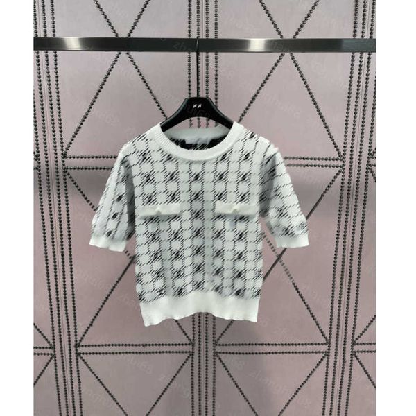 23ss womens knits womens designer clothing spring and summer new plaid logo jacquard knitted short sleeve womens clothes a1, White
23ss womens knits womens designer clothing spring and summer new plaid logo jacquard knitted short sleeve womens clothes a1, White