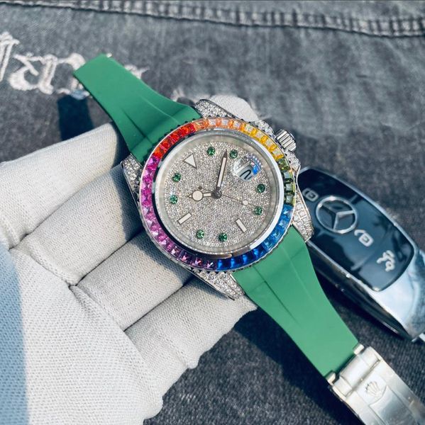 men's classic fully automatic mechanical watch 40mm stainless steel 904l multi color diamond inlaid rubber glow waterproof business wat, Slivery;brown
men's classic fully automatic mechanical watch 40mm stainless steel 904l multi color diamond inlaid rubber glow waterproof business wat, Slivery;brown