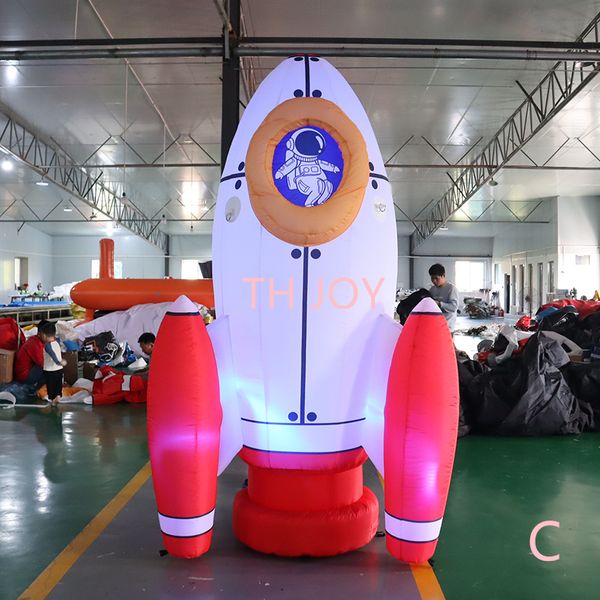 Image of free air ship to door outdoor activities 2.5m high Exhibition Advertising Decoration Model Inflatable Space Rocket balloon with light