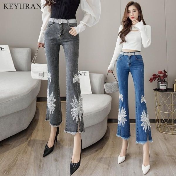 jeans fashion highwaist women's jeans 2021 new autumn slim stretch skinny beading embroidery cropped flared pants casual trousers, Blue
jeans fashion highwaist women's jeans 2021 new autumn slim stretch skinny beading embroidery cropped flared pants casual trousers, Blue