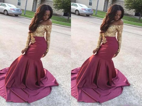 2017 luxury prom dresses off shoulder golden appliques long sleeve sation party dresses custom made mermaid evening go5809518, Black
2017 luxury prom dresses off shoulder golden appliques long sleeve sation party dresses custom made mermaid evening go5809518, Black