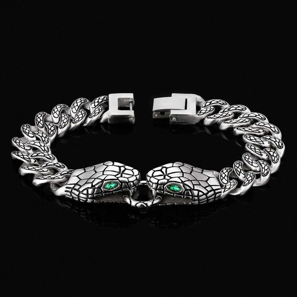 bracelet hip hop fashion antique plated stainless steel 925 sterling silver double snake head charm bracelet men's and women's jew
bracelet hip hop fashion antique plated stainless steel 925 sterling silver double snake head charm bracelet men's and women's jew