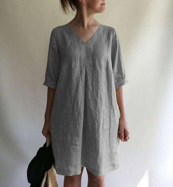 dresses new summer commuter women dress aline skirt solid cotton linen pocket mid sleeve holiday dress elegant vneck loose dress, Black;gray
dresses new summer commuter women dress aline skirt solid cotton linen pocket mid sleeve holiday dress elegant vneck loose dress, Black;gray