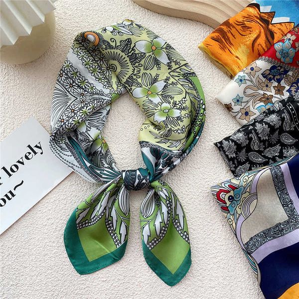 70x70 square silk scarf for women floral print small neck scarf hijab satin shawl bandana female headkerchief head hair scarves g220513, Blue;gray
70x70 square silk scarf for women floral print small neck scarf hijab satin shawl bandana female headkerchief head hair scarves g220513, Blue;gray