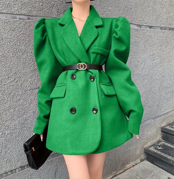 fur korean style puff sleeve woolen jacket with belt for women high street double breasted blazer jacket lady chic suit outwear, Black
fur korean style puff sleeve woolen jacket with belt for women high street double breasted blazer jacket lady chic suit outwear, Black