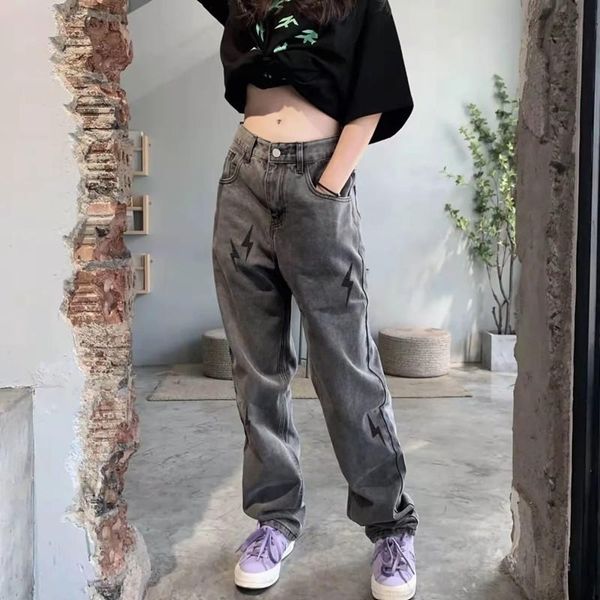 jeans street jeans women's gothic mopping pants lightning pattern loose wideleg pants harajuku casual allmatch y2k denim trousers, Blue
jeans street jeans women's gothic mopping pants lightning pattern loose wideleg pants harajuku casual allmatch y2k denim trousers, Blue