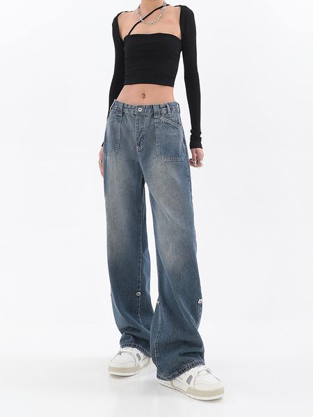 women's jeans plus size womens jeans streetwear vintage chic design casual wide leg denim trouser high waist straight baggy fashion jea, Blue
women's jeans plus size womens jeans streetwear vintage chic design casual wide leg denim trouser high waist straight baggy fashion jea, Blue