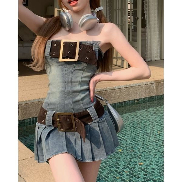 basic casual dresses women clothing blue dress belt european american fashionable off shoulder sleeveless summer short denim skirt 230519, Black;gray
basic casual dresses women clothing blue dress belt european american fashionable off shoulder sleeveless summer short denim skirt 230519, Black;gray