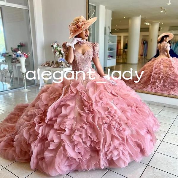 rose pink quinceanera dresses with jacket sweetheart tiered lace-up corset princess prom sweet 16 dress vestidos de 15 anos, Blue;red
rose pink quinceanera dresses with jacket sweetheart tiered lace-up corset princess prom sweet 16 dress vestidos de 15 anos, Blue;red