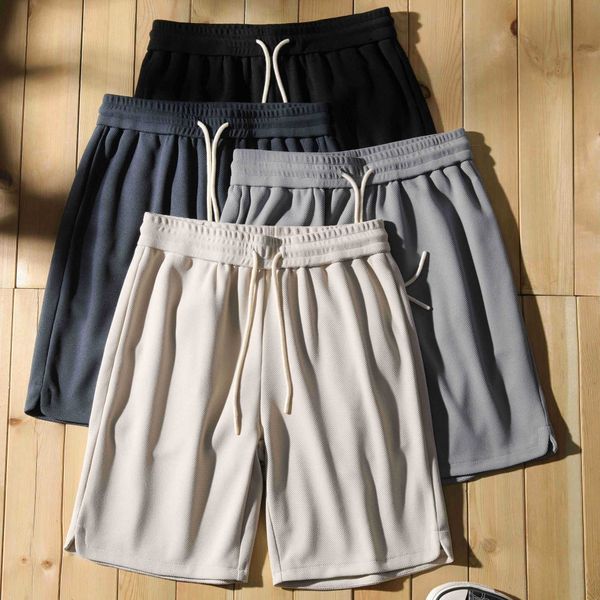trendy casual loose fitting beaded sports capris for women and american small waffle shorts for men, White;black
trendy casual loose fitting beaded sports capris for women and american small waffle shorts for men, White;black