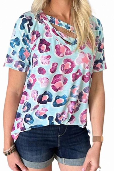 multicolor strappy v neck animal print 2023 new k0qd#, White