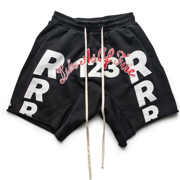 rrr123 letter curled shorts loose casual sports drawstring capris american high street trendy men's and women's shorts, White;black
rrr123 letter curled shorts loose casual sports drawstring capris american high street trendy men's and women's shorts, White;black
