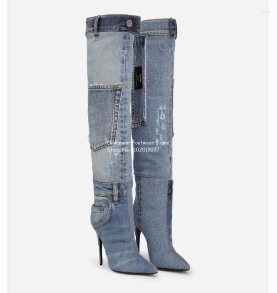 boots women patchwork denim knee high pointed toe stiletto comfort fashion autumn winter plus size 3443 arrival 20237196592, Black
boots women patchwork denim knee high pointed toe stiletto comfort fashion autumn winter plus size 3443 arrival 20237196592, Black