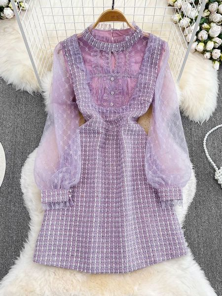 basic casual dresses autumn luxury purple mesh lace splice plaid tweed dress women see through lantern sleeve embroidery diamonds short vest, Black;gray
basic casual dresses autumn luxury purple mesh lace splice plaid tweed dress women see through lantern sleeve embroidery diamonds short vest, Black;gray