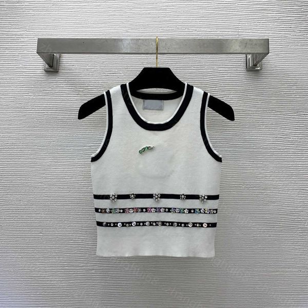 23ss womens designer clothing womens knits heavy industry custom colored sequin nailed beaded diamond-encrusted logo striped knitted vest wo, White
23ss womens designer clothing womens knits heavy industry custom colored sequin nailed beaded diamond-encrusted logo striped knitted vest wo, White