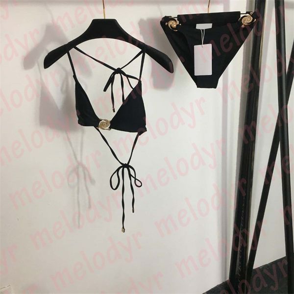 summer vacation swimwear metal letter halter bikinis outdoor beach swimming swimsuit set, Black
summer vacation swimwear metal letter halter bikinis outdoor beach swimming swimsuit set, Black