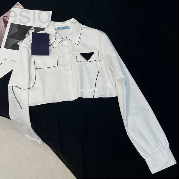 women's blouses & shirts designer 23ss 100% cotton women crop with letter triangular sign runway high end luxury brand lapel collar sh, White
women's blouses & shirts designer 23ss 100% cotton women crop with letter triangular sign runway high end luxury brand lapel collar sh, White