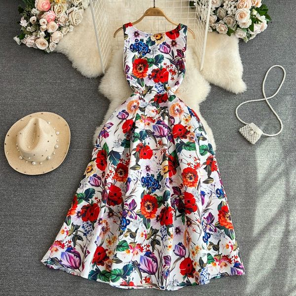 luxury and luxurious dress sleeveless round neck waist slim cut a-line print dress elegant long dress, Black;gray
luxury and luxurious dress sleeveless round neck waist slim cut a-line print dress elegant long dress, Black;gray