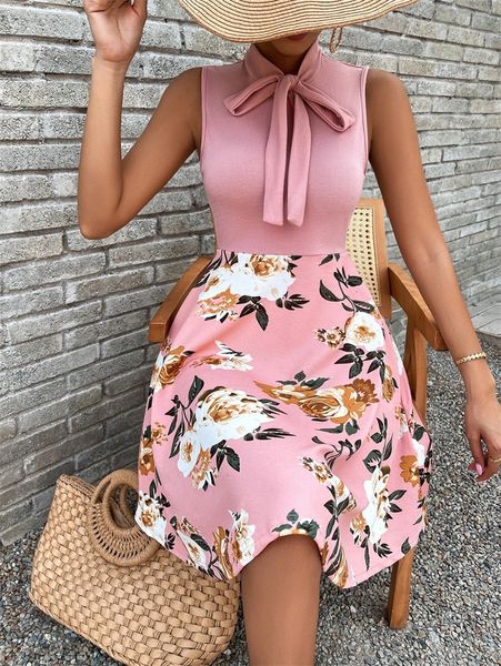 basic casual dresses elegant bow tie neck sleeveless flower print splicing dressy female summer high waist short gown 230518, Black;gray
basic casual dresses elegant bow tie neck sleeveless flower print splicing dressy female summer high waist short gown 230518, Black;gray