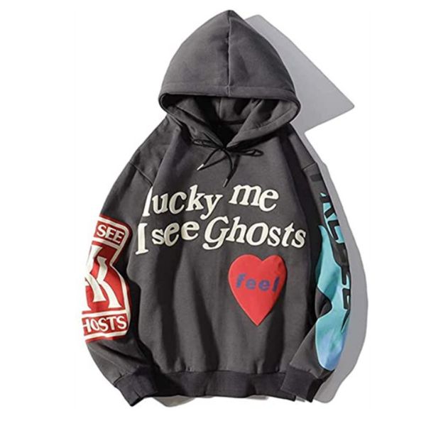 mens hoodies "lucky me i see ghosts" graffiti hoodie sweatshirts mens women designer pullover streetwear autumn winter sweatshirt, Black
mens hoodies "lucky me i see ghosts" graffiti hoodie sweatshirts mens women designer pullover streetwear autumn winter sweatshirt, Black