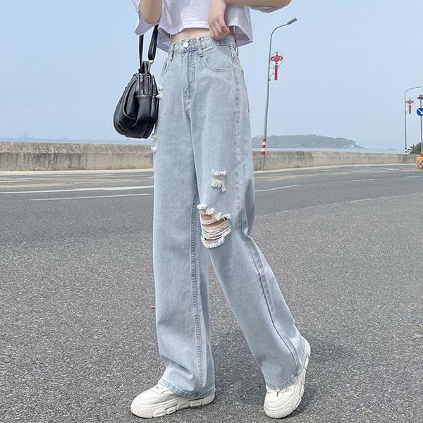 jeans light blue denim trousers vintage wide leg jean women korean straight long pants high waist casual loose broken holes denim pant
jeans light blue denim trousers vintage wide leg jean women korean straight long pants high waist casual loose broken holes denim pant