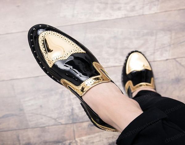 platform leather shoe casual men brogue patent leather shoes man lace up oxford dress shoes formal club party shoes2609016, Black
platform leather shoe casual men brogue patent leather shoes man lace up oxford dress shoes formal club party shoes2609016, Black