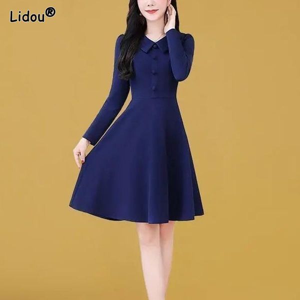 dresses fashion solid color new long sleeved turndown collar empire autumn women's clothing 2022 slim comfortable slender dresses, Black;gray
dresses fashion solid color new long sleeved turndown collar empire autumn women's clothing 2022 slim comfortable slender dresses, Black;gray
