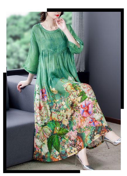 basic casual dresses ladies o neck loose casual vintage printed silk midi dresses robe spring summer prom dress women elegant party vestidos, Black;gray
basic casual dresses ladies o neck loose casual vintage printed silk midi dresses robe spring summer prom dress women elegant party vestidos, Black;gray