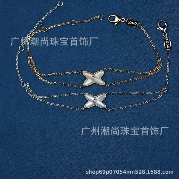 high version 925 sterling silver shang mei bai beimu cross women's 18k gold plated x letter double layer bracelet, Golden;silver
high version 925 sterling silver shang mei bai beimu cross women's 18k gold plated x letter double layer bracelet, Golden;silver