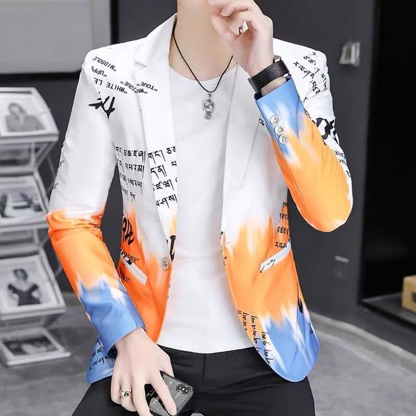 men's suits blazers gradient color blazer spring fashion alphabet print suit jacket men business slim fit formal social party tuxedo bl, White;black
men's suits blazers gradient color blazer spring fashion alphabet print suit jacket men business slim fit formal social party tuxedo bl, White;black