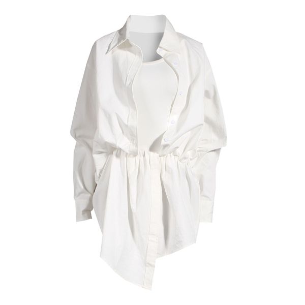 casual dresses white irregular strap shirt skirt for women 2023aw same design sense small mid length fake two piece dress, Black;gray
casual dresses white irregular strap shirt skirt for women 2023aw same design sense small mid length fake two piece dress, Black;gray