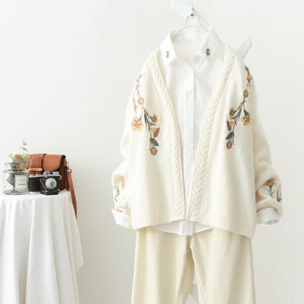 sweaters mori girl women sweater new 2019 autumn v neck flower embroidery long sleeve cardigan women knit coat yoyikamomo, White;black
sweaters mori girl women sweater new 2019 autumn v neck flower embroidery long sleeve cardigan women knit coat yoyikamomo, White;black