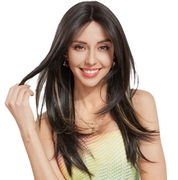blackened brown gradient long bangs, multiple styles of long hair, straight hair, internet red, the same wigs full head cover, Black
blackened brown gradient long bangs, multiple styles of long hair, straight hair, internet red, the same wigs full head cover, Black
