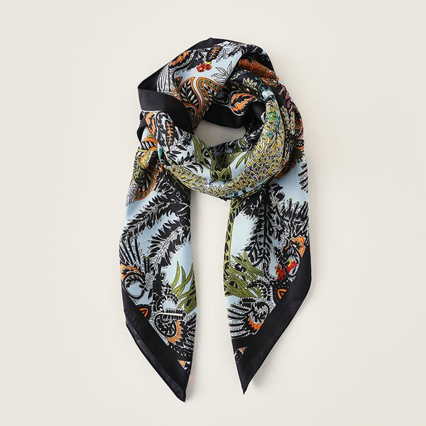 summer new print large square scarf silk scarf french retro imitation silk scarf mother's day 90 women, Black;purple
summer new print large square scarf silk scarf french retro imitation silk scarf mother's day 90 women, Black;purple