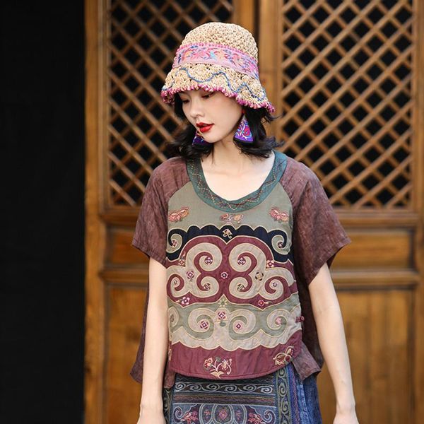 t-shirt chinese ethnic style embroidery women blouse vintage harajuku eleganti loose female tshirt short sleeve cotton linen summer, White
t-shirt chinese ethnic style embroidery women blouse vintage harajuku eleganti loose female tshirt short sleeve cotton linen summer, White