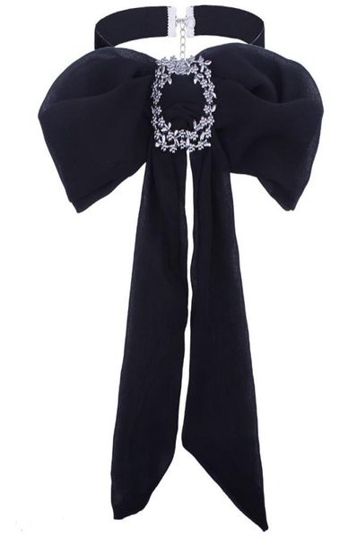 charmcci luxury crystal bow brooches chiffon bowknot tie necktie corsage brooch for women tie dress collar jewelry accessorri3450941, Gray