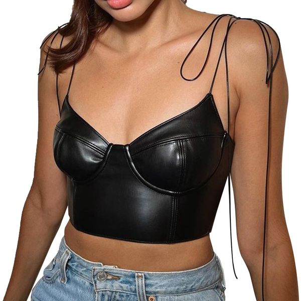 womens tanks camis womens fashion pu leather rave crop laceup spaghetti straps vest zipper back camisole festival pole dance clubwear 23051, White
womens tanks camis womens fashion pu leather rave crop laceup spaghetti straps vest zipper back camisole festival pole dance clubwear 23051, White