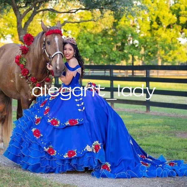 royal blue charro quinceanera dresses ball gown off the shoulder organza appliques beading mexican sweet 16 dresses 15 anos, Blue;red
royal blue charro quinceanera dresses ball gown off the shoulder organza appliques beading mexican sweet 16 dresses 15 anos, Blue;red
