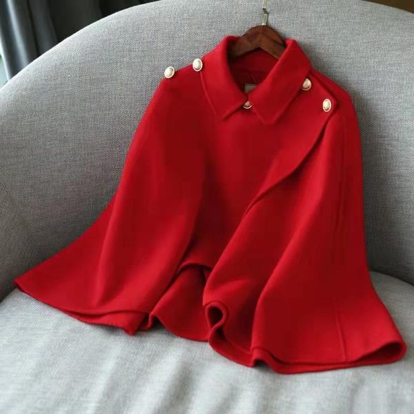 fur autumn winter women doublebreasted batwing sleeve coat red fur hooded cloak cape woollen tweed poncho thick warm loose outwear, Black
fur autumn winter women doublebreasted batwing sleeve coat red fur hooded cloak cape woollen tweed poncho thick warm loose outwear, Black