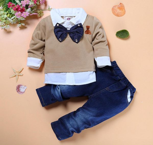 kids clothing sets for boys gentleman bow tie fake two piece shirt handsome jeans 2pcs boys boutique clothes childre8547639, White
kids clothing sets for boys gentleman bow tie fake two piece shirt handsome jeans 2pcs boys boutique clothes childre8547639, White