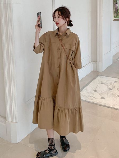 basic casual dresses summer elegant dress for women fashion solid collar single breasted casual shirt skirt robe streetwear oversize female, Black;gray
basic casual dresses summer elegant dress for women fashion solid collar single breasted casual shirt skirt robe streetwear oversize female, Black;gray
