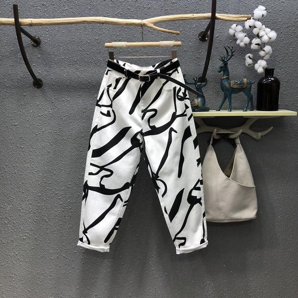 jeans irregular white printed jeans women's autumn new high waisted jeans anklelength pants loose harem pants women jeans, Blue
jeans irregular white printed jeans women's autumn new high waisted jeans anklelength pants loose harem pants women jeans, Blue