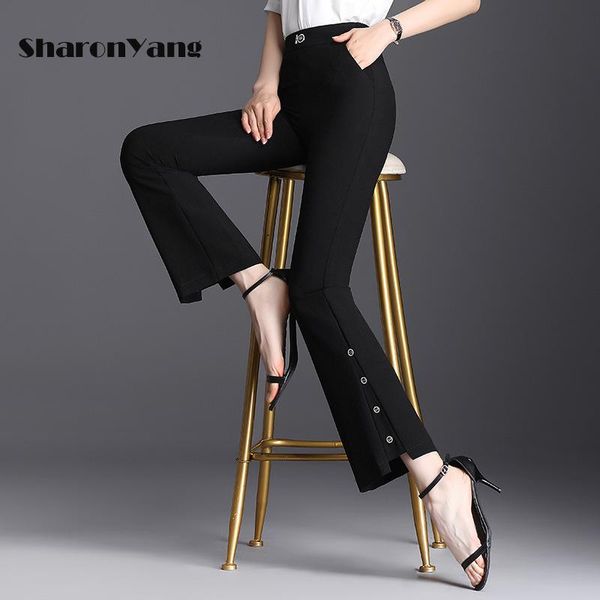 capris spring summer pants woman elasticity bell bottom pants large size high waist elegant black pants fashion ladies flared trousers, Black;white
capris spring summer pants woman elasticity bell bottom pants large size high waist elegant black pants fashion ladies flared trousers, Black;white