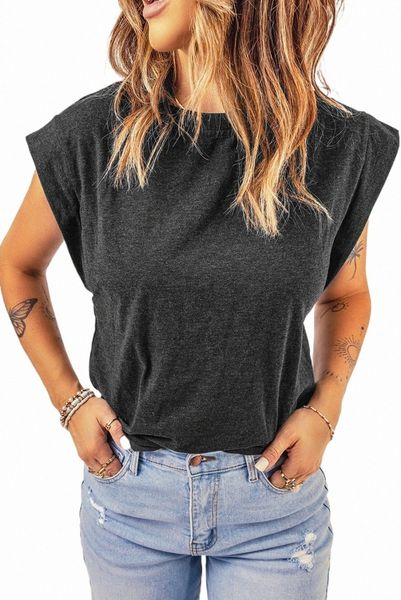 dark gray cotton blend round neck tee 2023 new z53t#, White