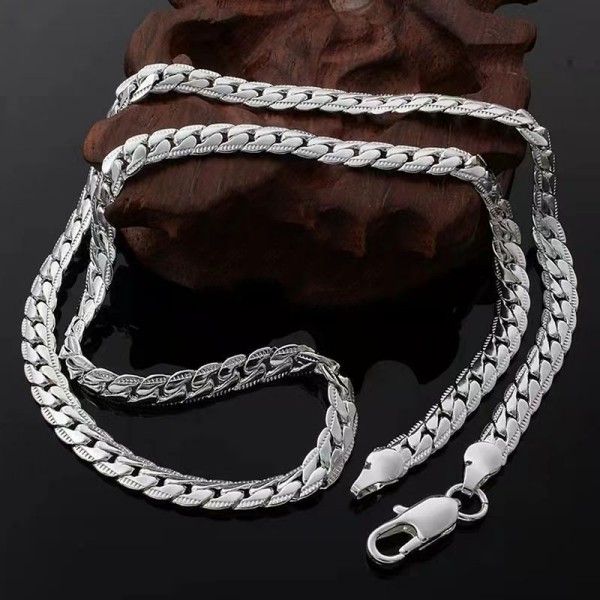 embossed cuban chain necklace american hip-hop trend niche design sense snake bone chain send boyfriend gift, Silver
embossed cuban chain necklace american hip-hop trend niche design sense snake bone chain send boyfriend gift, Silver
