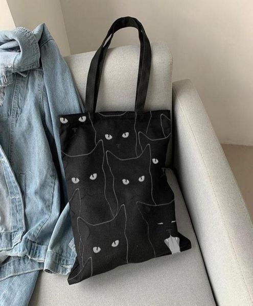 shopping bags special cartoon cat print black canvas bag for women fun casual large capacity eco fashion totebag cute shopper bags6393664
shopping bags special cartoon cat print black canvas bag for women fun casual large capacity eco fashion totebag cute shopper bags6393664